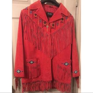 Red western fringe jacket